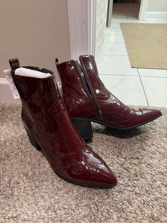 ASOS Shoes - ASOS Burgundy Patent Western Ankle Boots